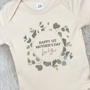 Happy First Mother's Day Eucalyptus Babygrow, 4 of 5