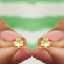 Gold Plated Clover Ear Studs, thumbnail 1 of 6