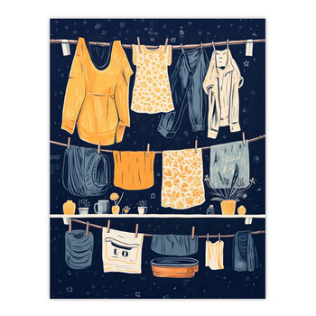 When Life Gives You Lemon Laundry Blue Wall Art Print, 6 of 6