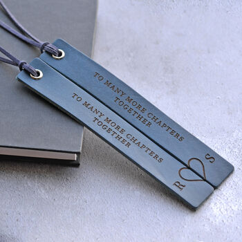 Personalised Leather Matching Bookmarks 3rd Anniversary Or Wedding Gift, 2 of 11
