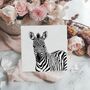 Capella The Zebra Safari Hand Drawn Blank Greeting Card, thumbnail 6 of 6
