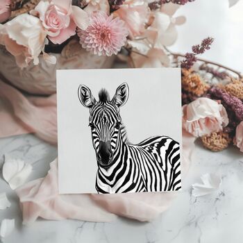 Capella The Zebra Safari Hand Drawn Blank Greeting Card, 6 of 6