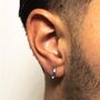 Gold Plated Micro Huggie Hammered Hoop Earring For Men, thumbnail 9 of 12