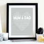 Mum And Dad Personalised Heart Print, thumbnail 1 of 6