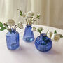 Blue Glass Bud Vases Set Of Three, thumbnail 6 of 6