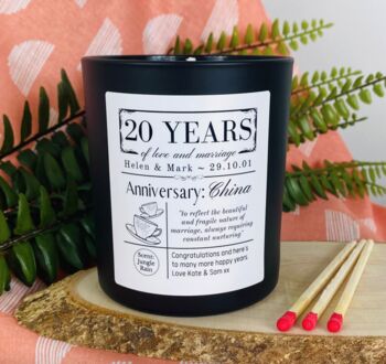 Personalised 20th Anniversary China Meaning Candle, 4 of 11