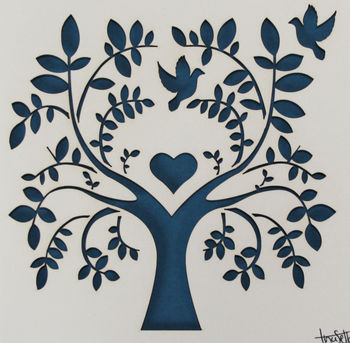 Personalised Paper Cut Tree With Doves, 3 of 5