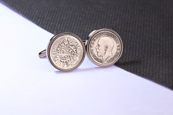 1936 90th Birthday Silver Threepence Coin Cufflinks, 4 of 5
