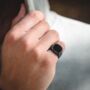 Smooth Black And Silver Signet Ring For Men Mens Ring, thumbnail 6 of 12