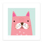 Pink Cat Art Print By Sally Payne, thumbnail 3 of 8