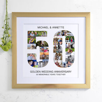 Personalised Golden Wedding Anniversary Photo Collage, 3 of 9