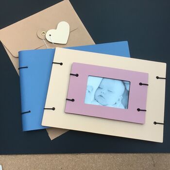 New Baby Leather Photo Album And Frame Gift Set, 3 of 9