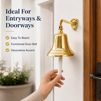 Vintage Ship Bell In Solid Brass, 6 of 11