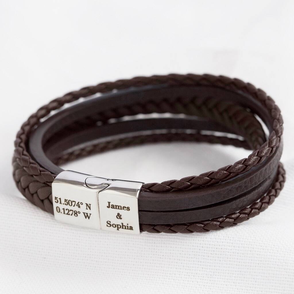 Men's Personalised Leather Straps Bracelet In Box By Lisa Angel ...