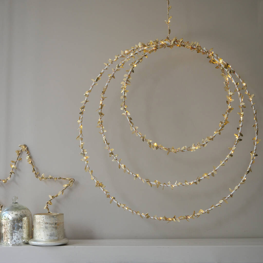 Gold Leaf Triple Light Up Wreath, 1 of 2