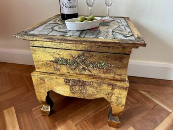 Hand Painted Indonesian Elephant Side Table Hand Carved, 2 of 12