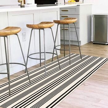 Black And White Stripped Outdoor Rug, 2 of 7