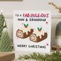 Personalised Nan And Grandad Yule Log Christmas Card, thumbnail 1 of 7
