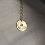 Initial Coin Pendant And Birth Flower Silver, 9ct Gold, thumbnail 2 of 6