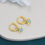 Sterling Silver Blue Opal Planet And Star Huggie Hoop Earrings, thumbnail 4 of 10