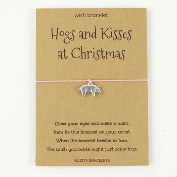 Hogs And Kisses Pig Charm Wish Bracelet And Card, 3 of 5