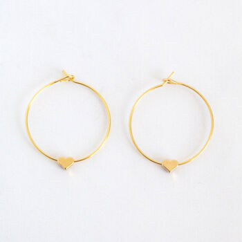 Tiny Gold Plated Heart Hoop Earrings, 6 of 11