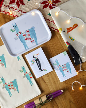 Christmas Mistletoe Llama A6 Recycled Notebook, 7 of 11