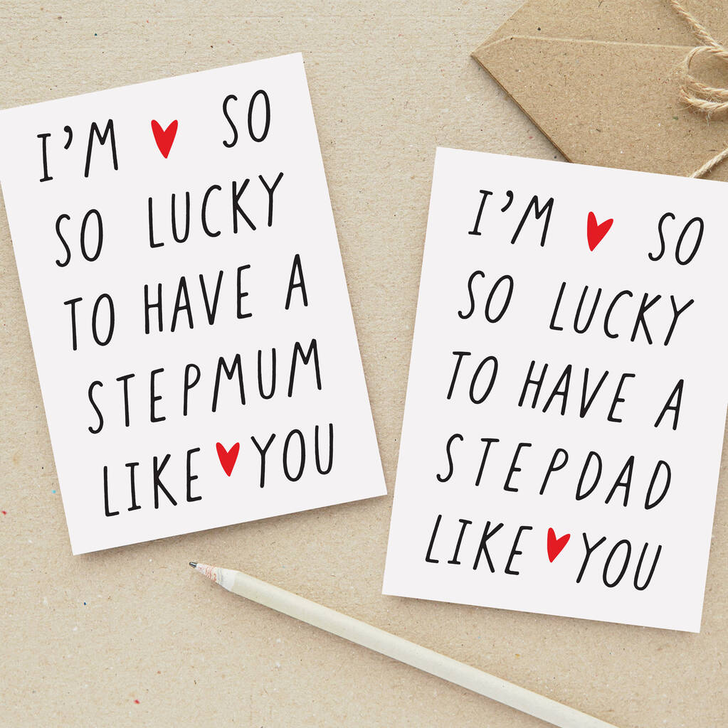 So So Lucky Step Mum Or Dad Card, 1 of 2