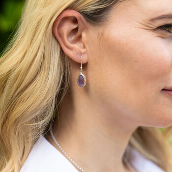 Natural Amethyst Drop Earrings, 2 of 4