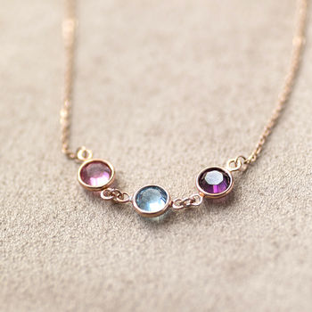 Rose Gold Plated Family Birthstone Necklace, 2 of 9