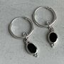 Sterling Silver Black Onyx Dreamy Sleepers Hoops, thumbnail 1 of 9