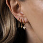 Allie. Gold Plated Cubic Zirconia Stud Chain Earrings, thumbnail 3 of 4