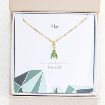 May Birthstone Emerald Initial Necklace, 9 of 9