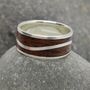 Silver Wave Ring With Dark Oak Inlay, thumbnail 7 of 10