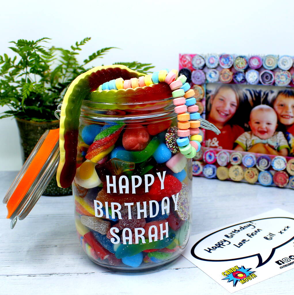 'Happy Birthday' Personalised Retro Sweets Jar, 1 of 5