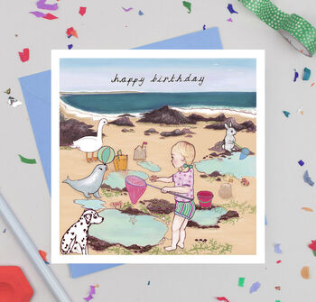 'On The Beach' Birthday Card, 2 of 4