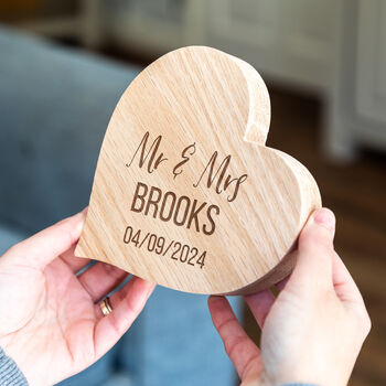 Personalised Oak Heart Wedding Or Anniversary Gift, 3 of 5