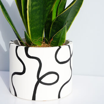 Abstract Outline Drawing Hand Painted Plant Pot, 5 of 7