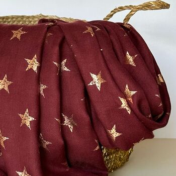 Antique Stars Print Scarf In Maroon, 2 of 4
