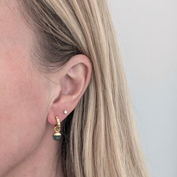 The Orb Emerald May Birthstone Earrings, 2 of 5