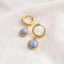 Blue Lace Agate Gemstone Waterproof Hoop Earrings, thumbnail 1 of 4