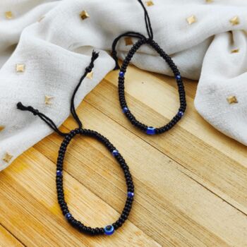 Adjustable Evil Eye Black Beads Bracelet For Kids And New Borns, 3 of 6