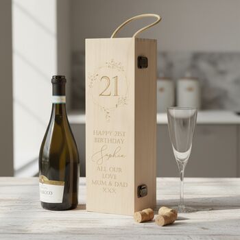 Personalised Engraved Floral Frame Hinged Bottle Box, 2 of 3