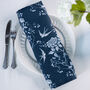 Luxury Linen Like Floral Napkins Cecylia Navy Blue, thumbnail 2 of 6
