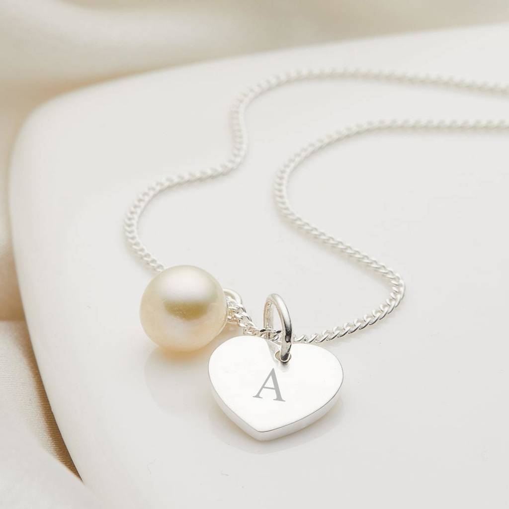 Personalised Girl's First Pearl Heart Necklace, 1 of 7