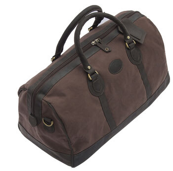 Brown Waxed Canvas And Leather Travel Holdall, 5 of 6