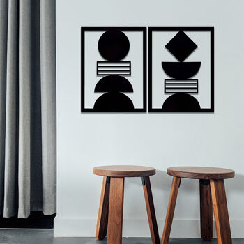 Minimalist Geometric Wooden Wall Art Abstract Duo, 9 of 12
