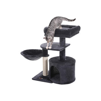 Smoky Grey Small Cat Tree Tower With Scratching Post, 6 of 7