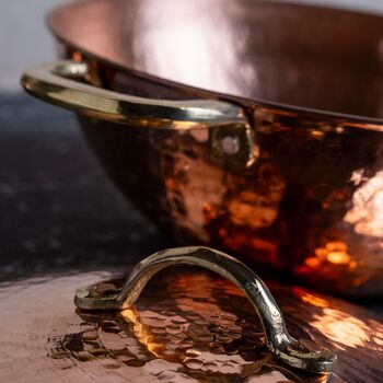 Solid Copper Stew Pot With Lid And Brass Handles, Tin Lined Inside, 2 of 5