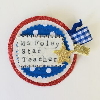 Personalised Best Teacher Gift Badge Pin, 3 of 6